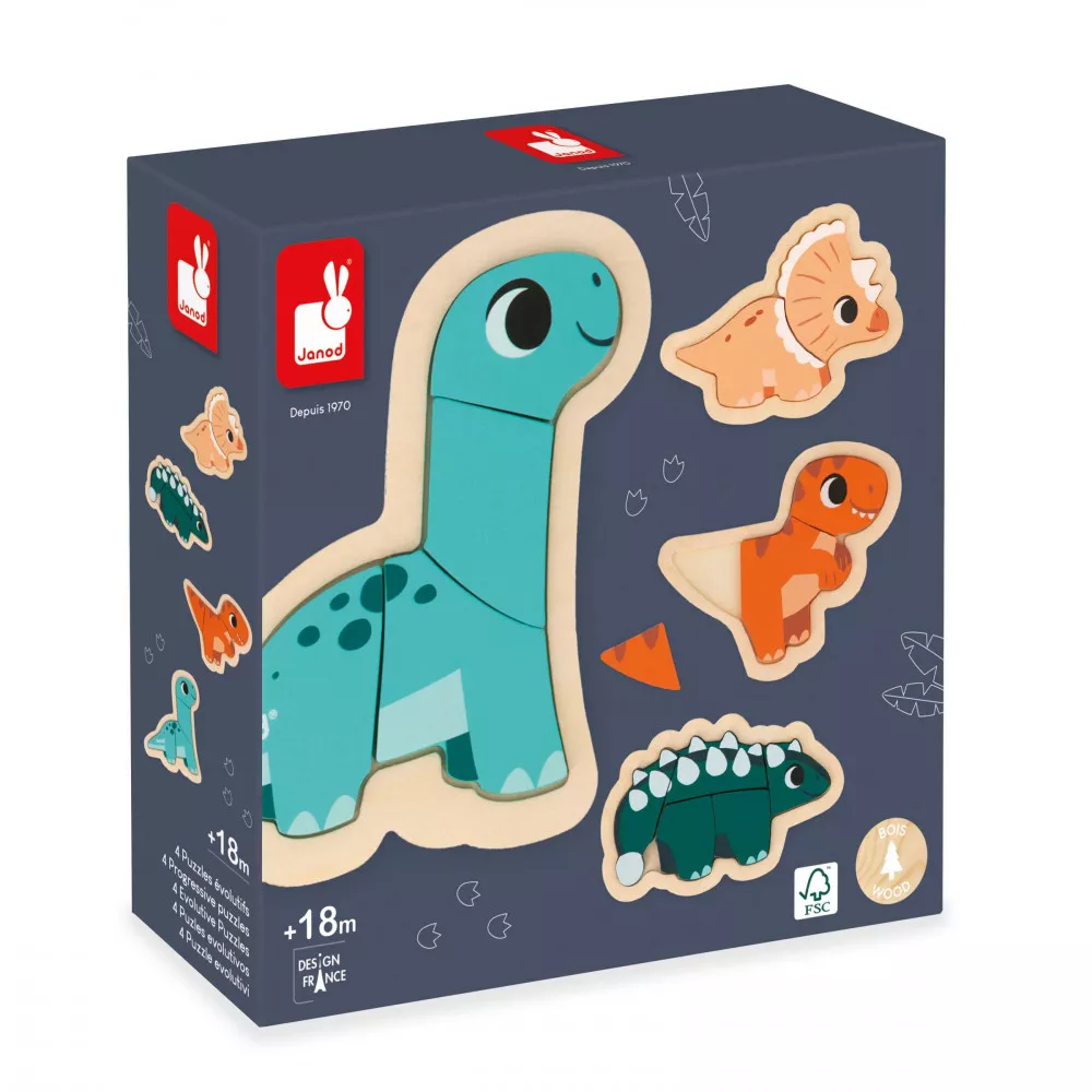 4 Puzzles Evolutivos Dino - Janod - Imagen 9