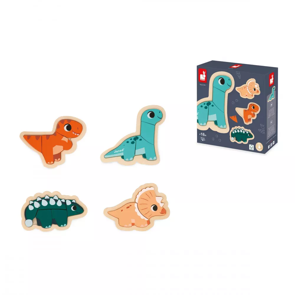 4 Puzzles Evolutivos Dino - Janod
