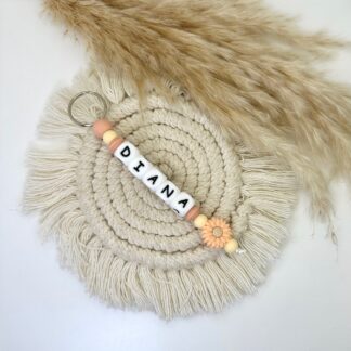 Llavero Silicona Personalizado Salmon Daisy