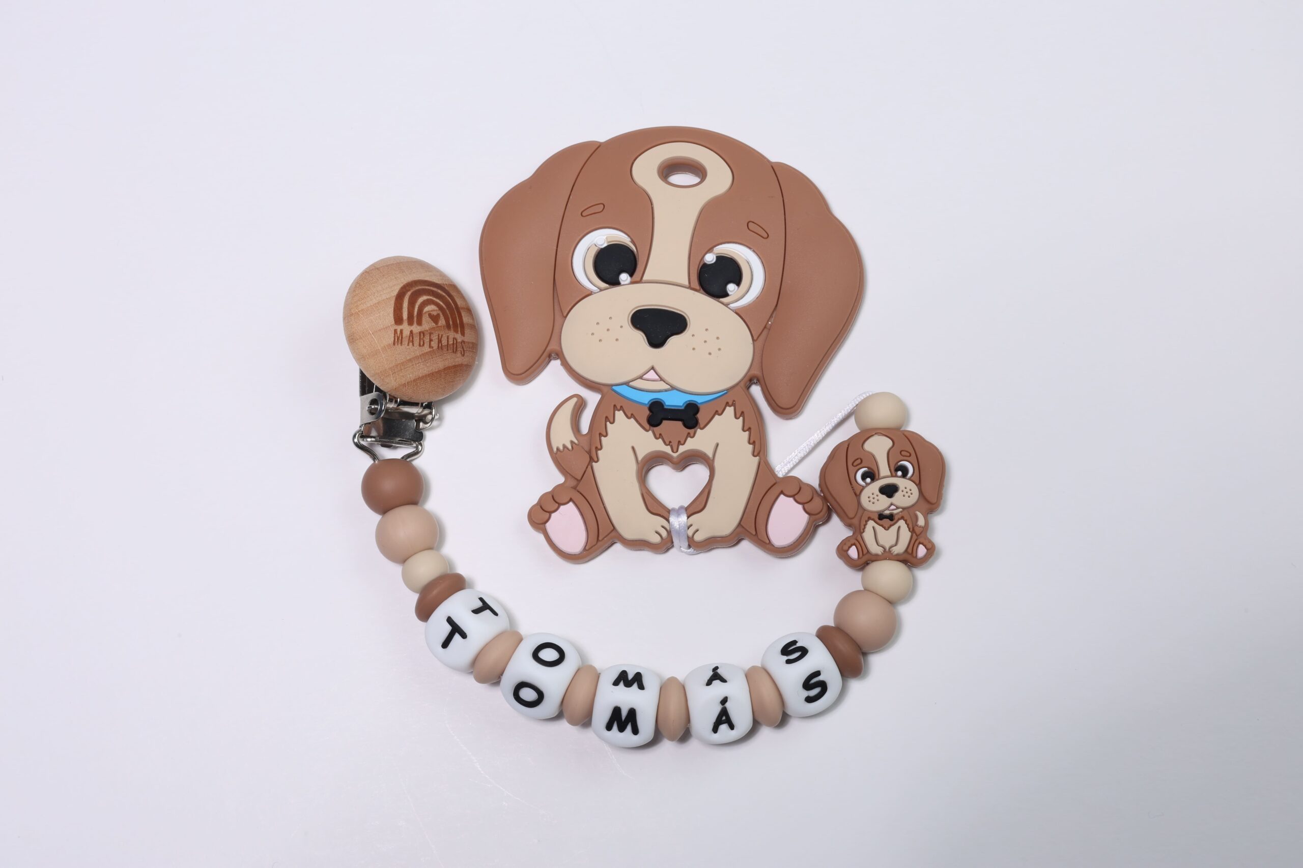 Conjunto Chupetero y Mordedor personalizado Dog Brown