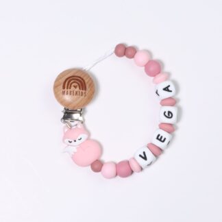Chupetero Nombre Personalizado silicona Pink Fox