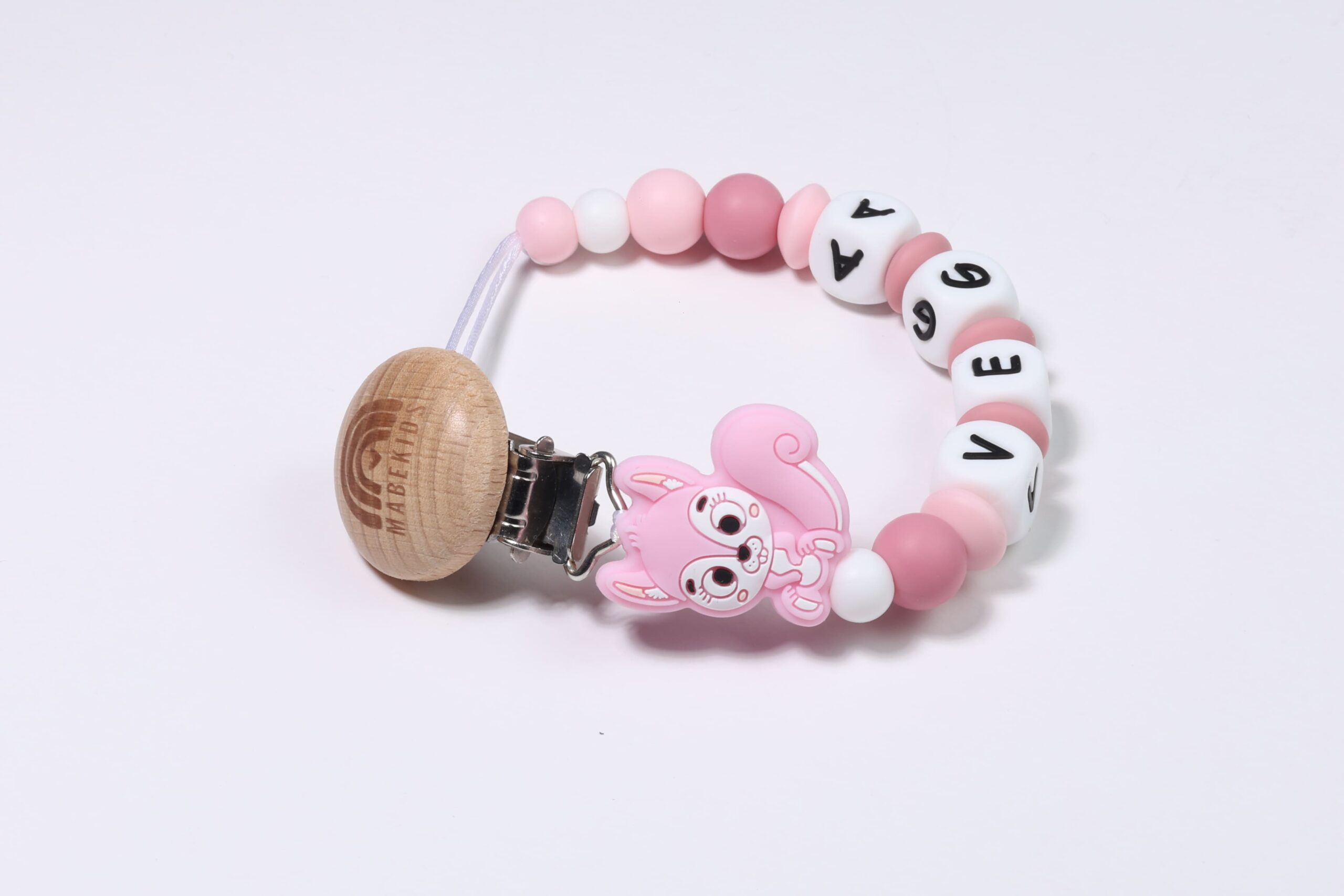Chupetero Nombre Personalizado silicona Pink Squirrel - Imagen 2