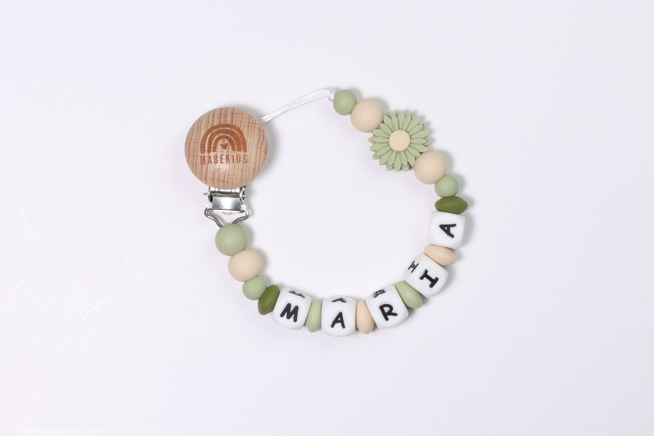 Chupetero Nombre Personalizado silicona Olive Daisy