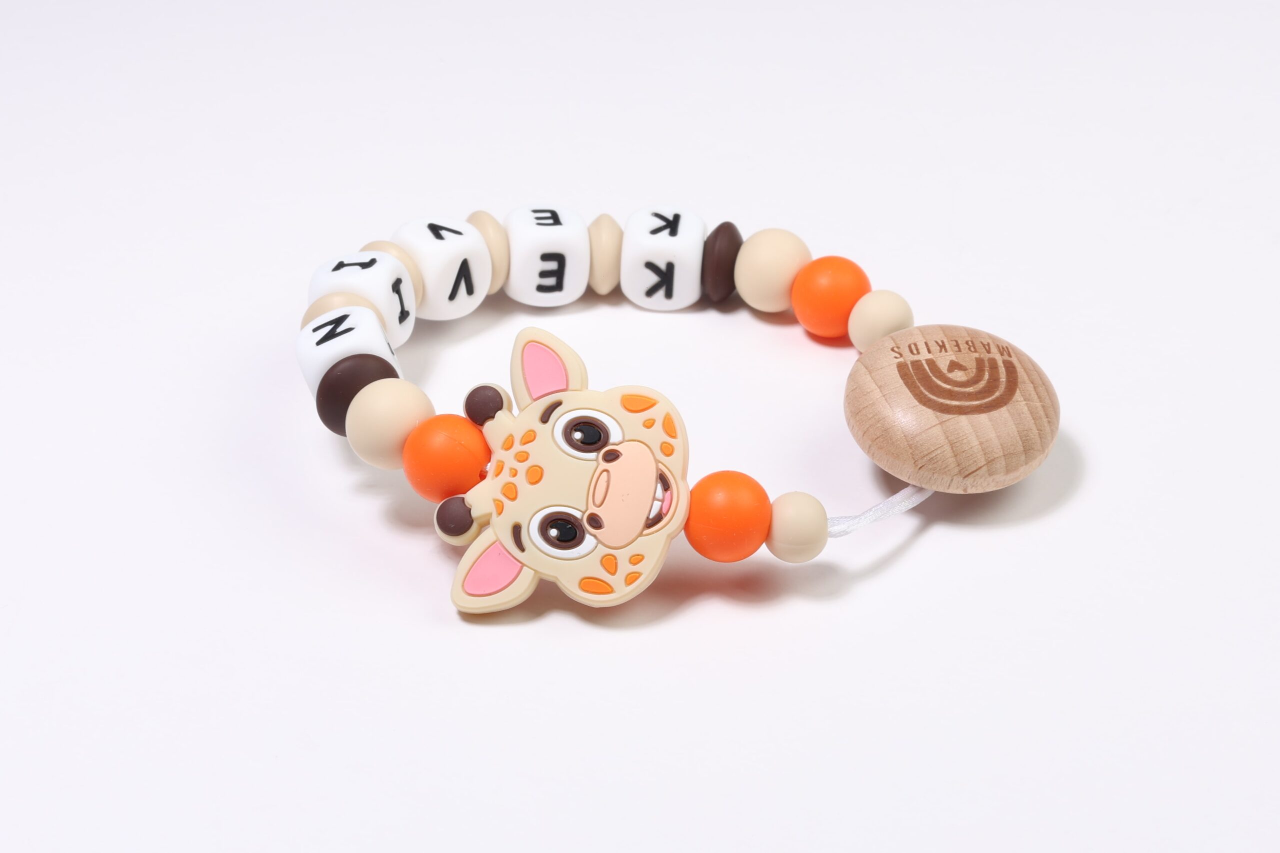 Chupetero Nombre Personalizado silicona Beige Giraffe - Imagen 2