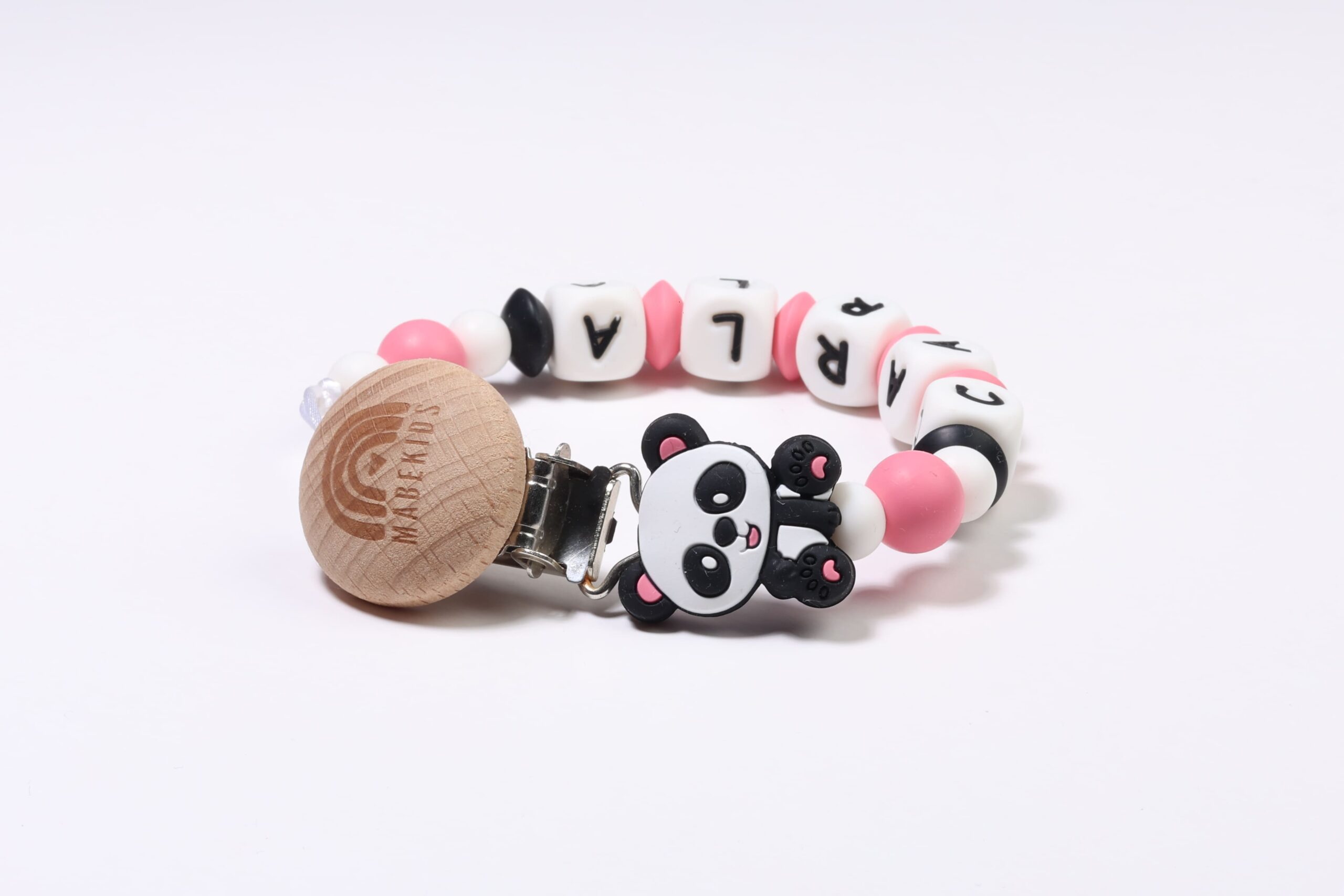 Chupetero Nombre Personalizado silicona Pink Panda - Imagen 2