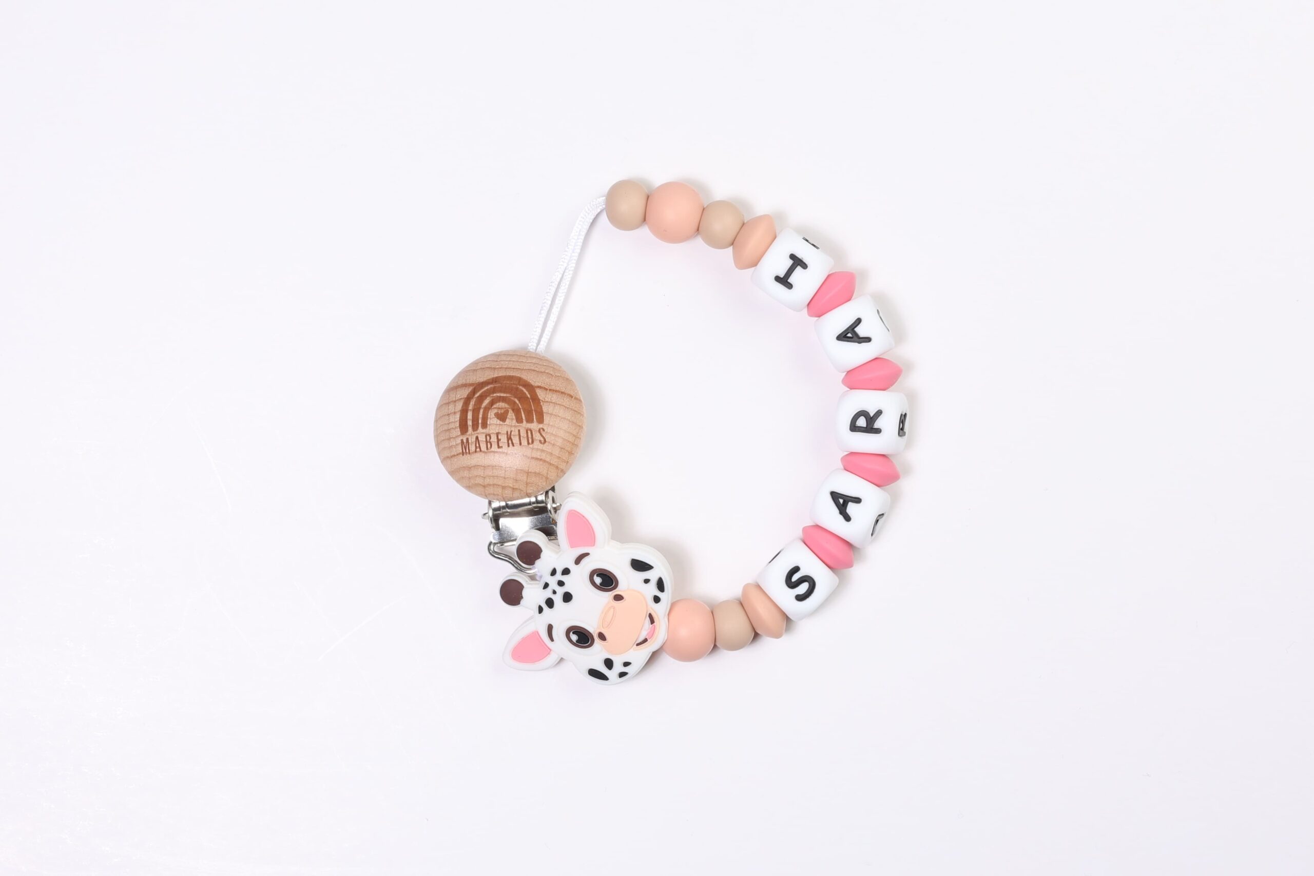 Chupetero Nombre Personalizado silicona White Giraffe