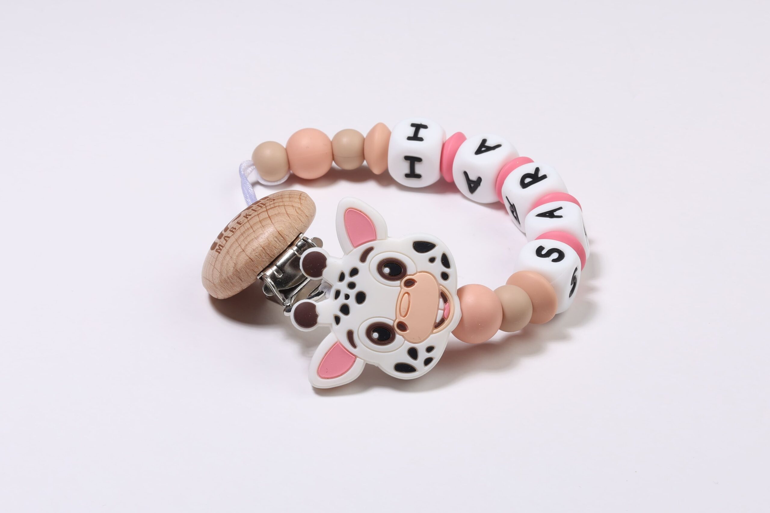 Chupetero Nombre Personalizado silicona White Giraffe - Imagen 2