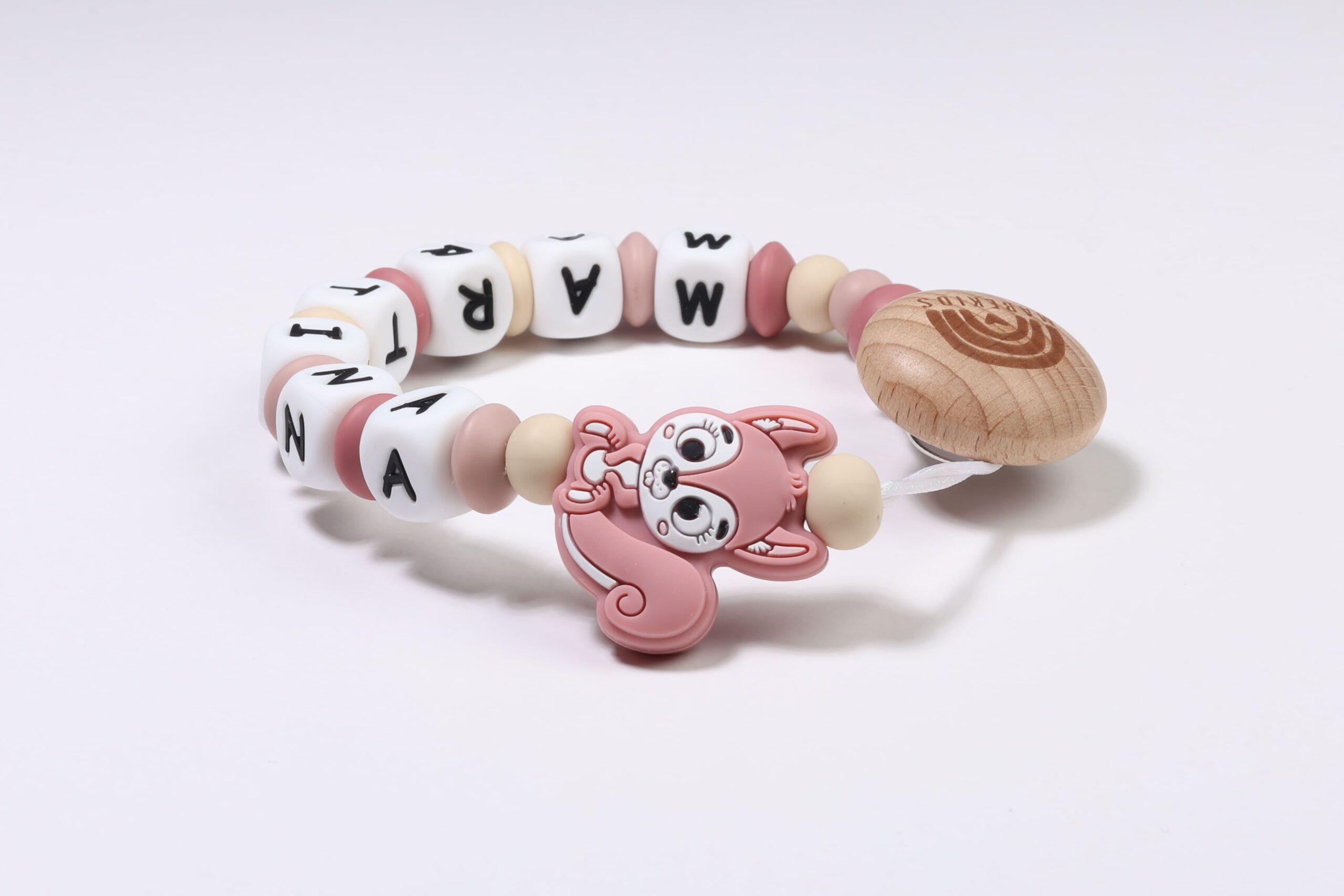 Chupetero Nombre Personalizado silicona Old Pink Squirrel - Imagen 2