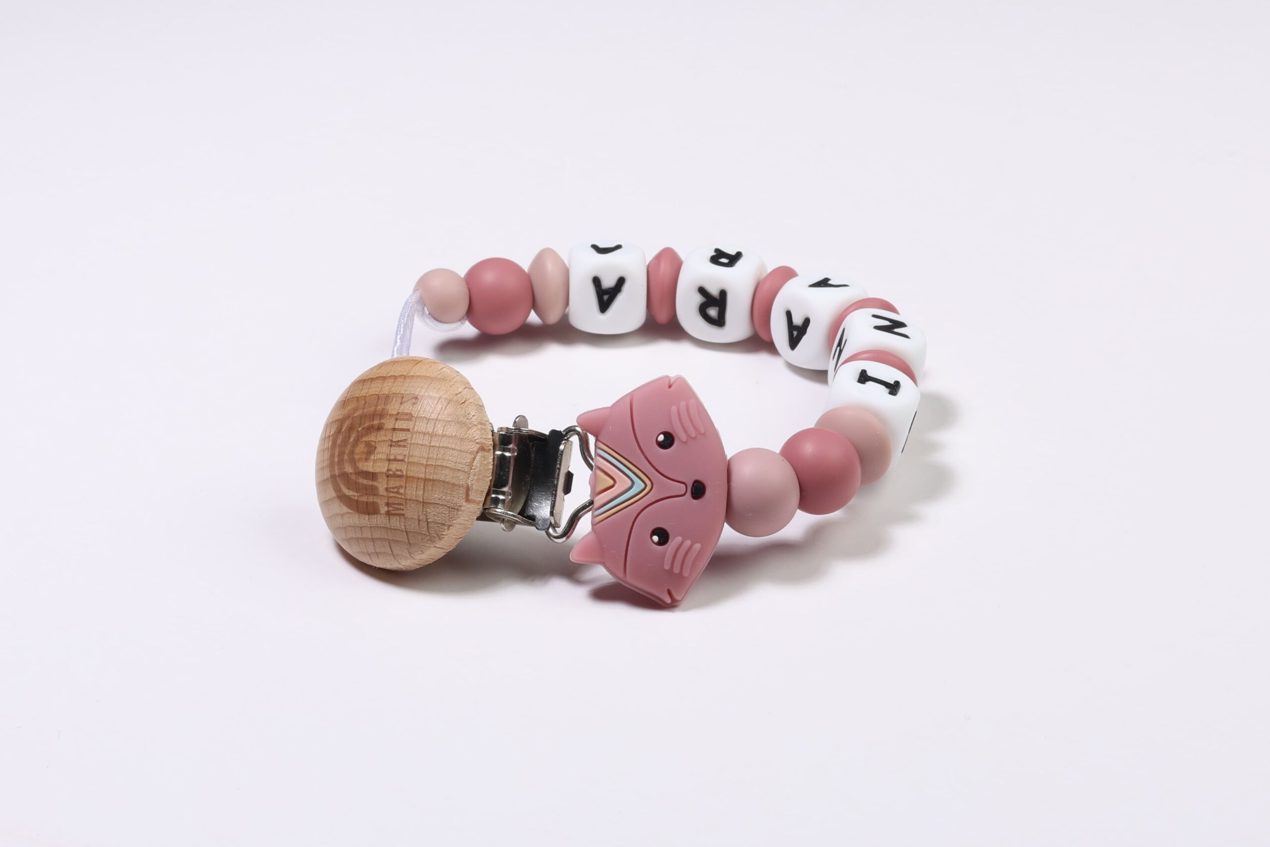 Chupetero Nombre Personalizado silicona Old Pink Fox - Imagen 2