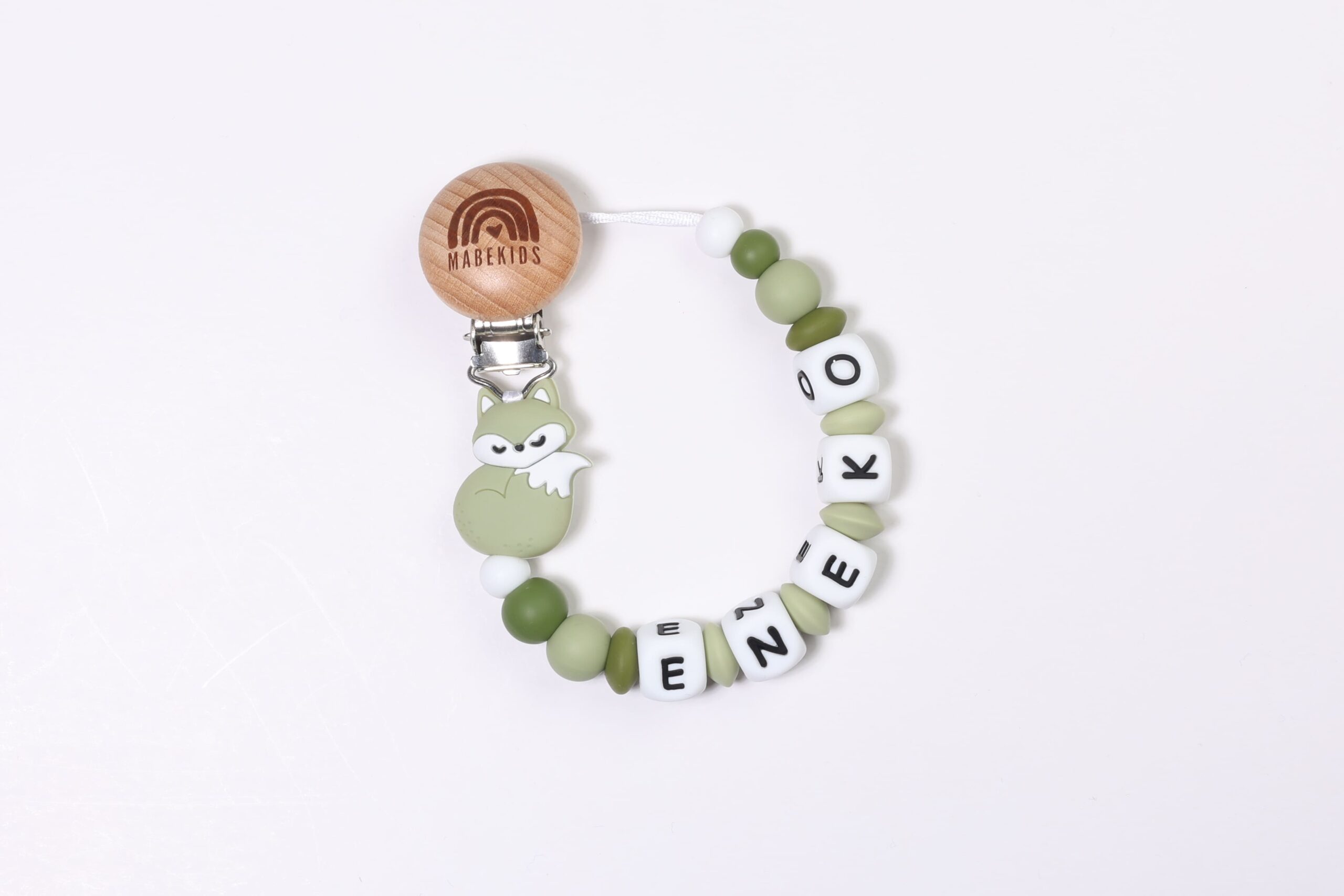 Chupetero Nombre Personalizado silicona Olive Fox