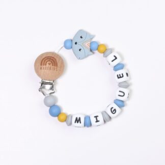 Chupetero Nombre Personalizado silicona Grayish Blue Fox