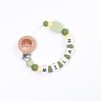 Chupetero Nombre Personalizado silicona Green Rainbow