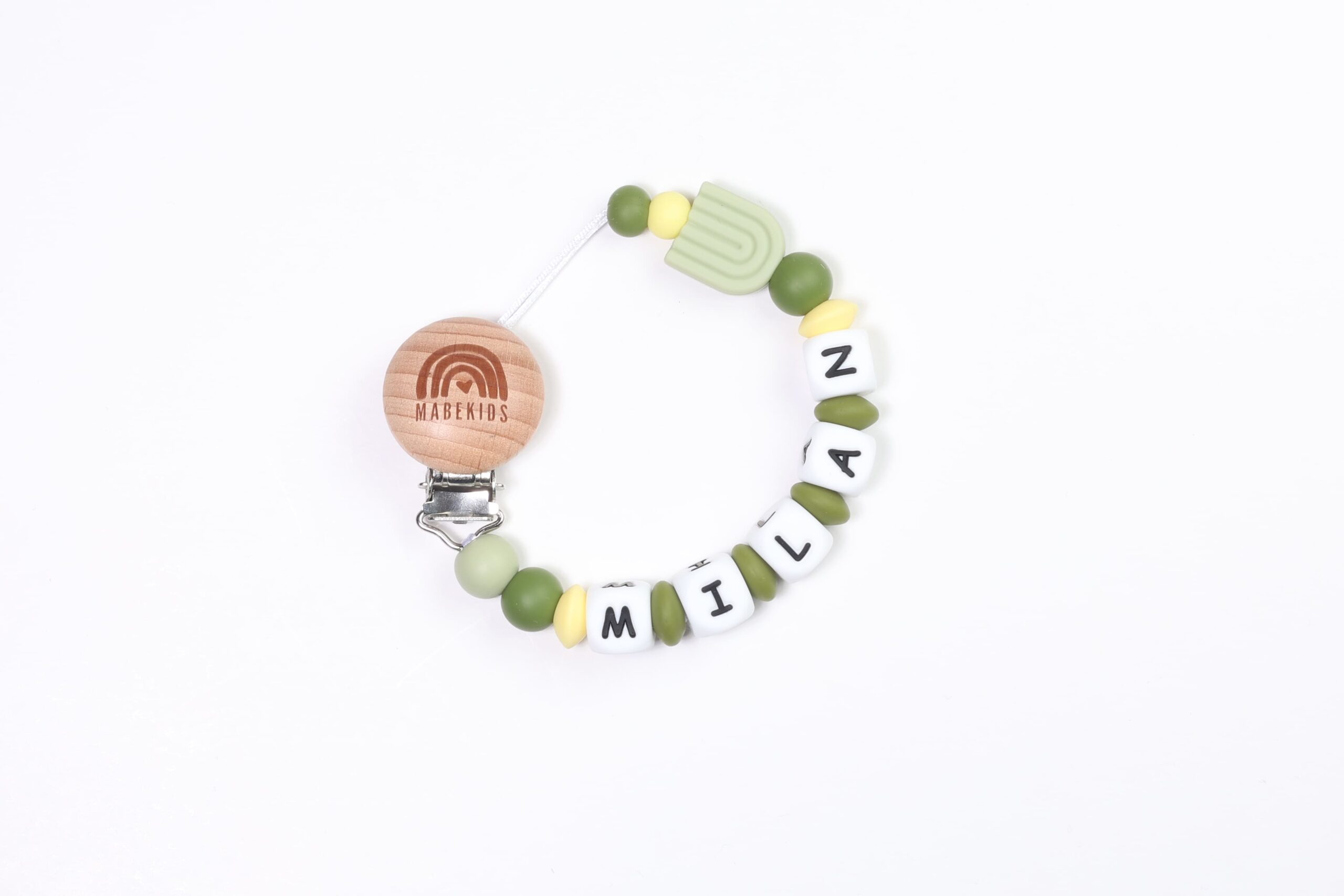 Chupetero Nombre Personalizado silicona Green Rainbow