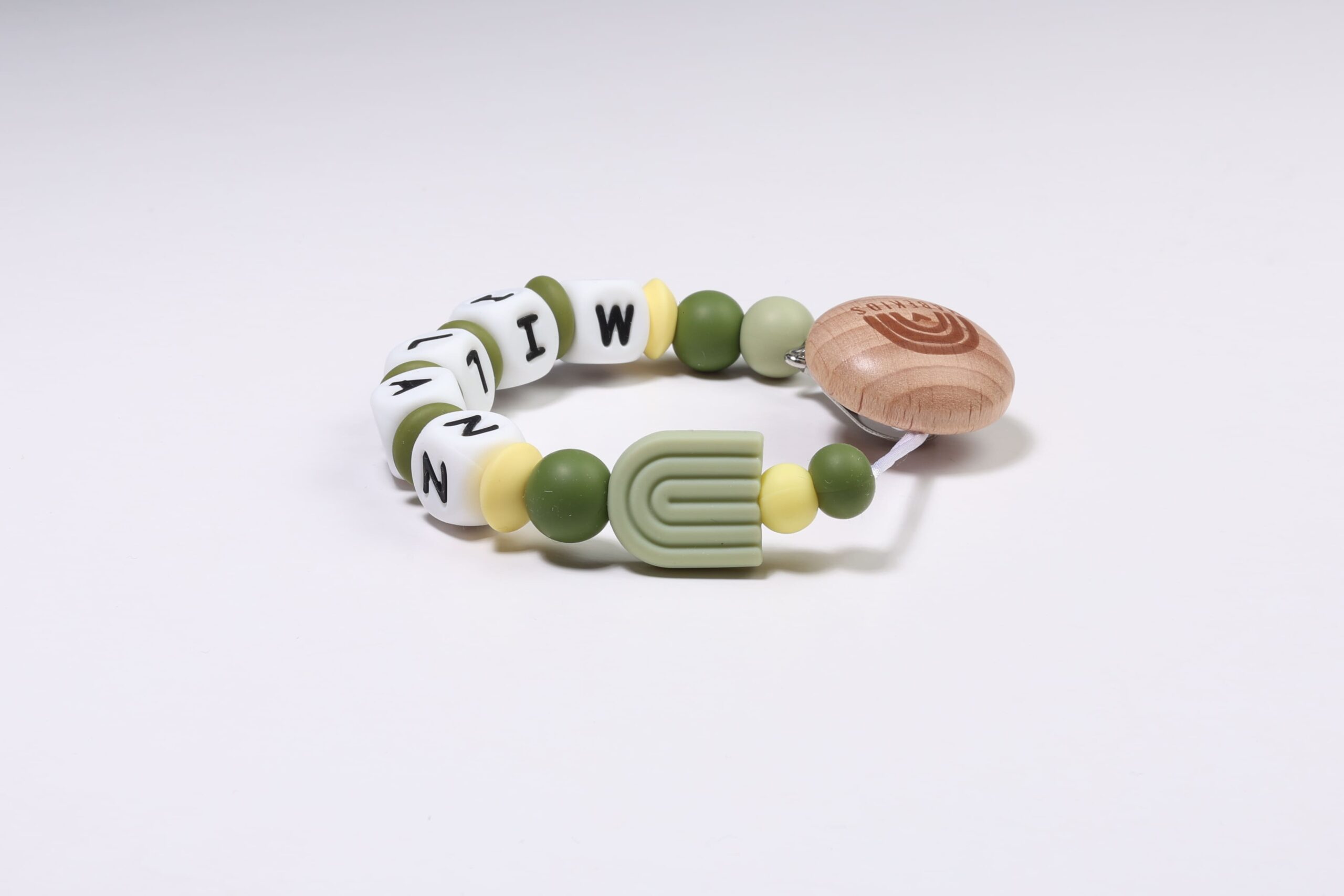 Chupetero Nombre Personalizado silicona Green Rainbow - Imagen 2