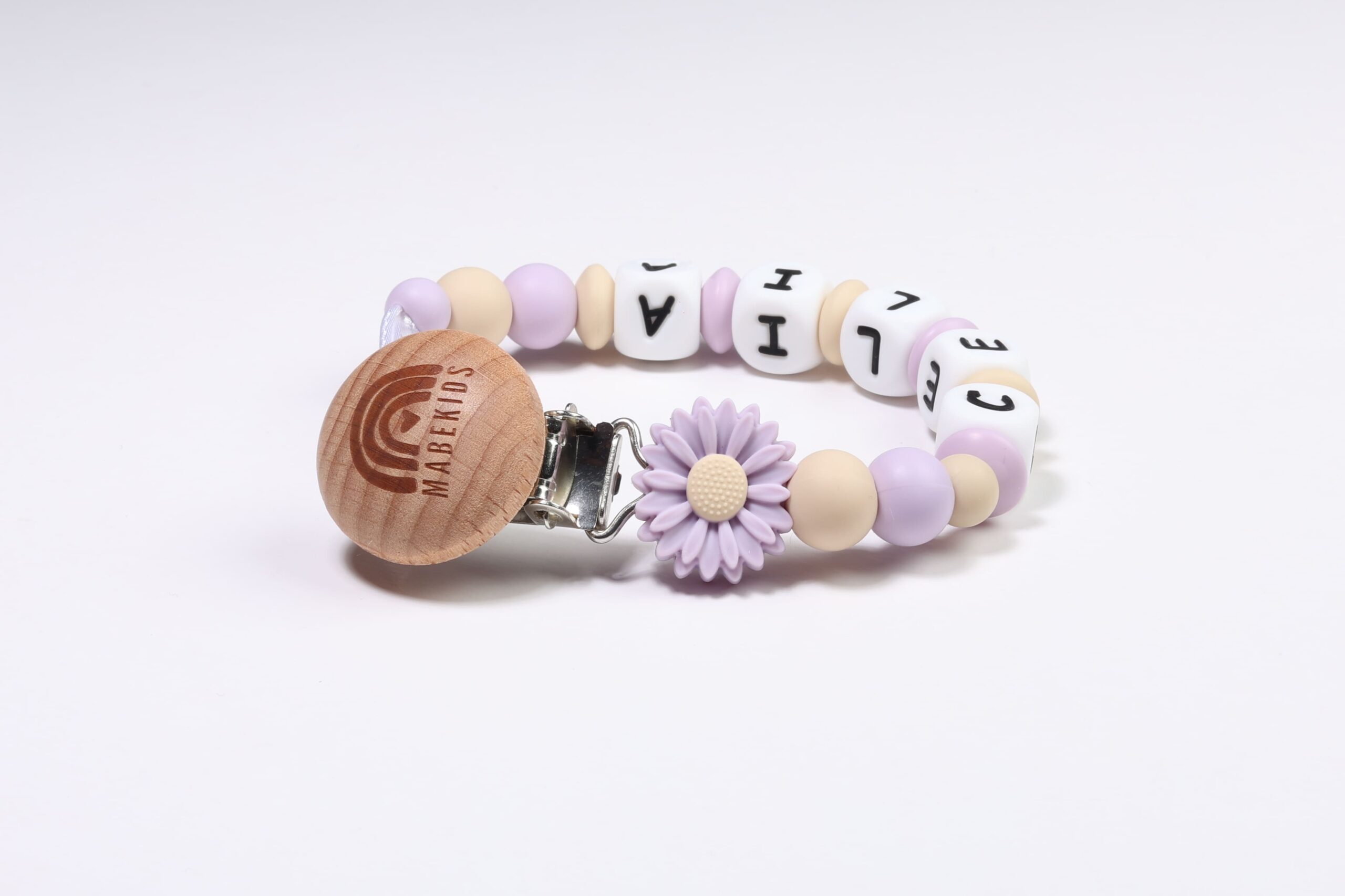 Chupetero Nombre Personalizado silicona Purple Daisy - Imagen 2