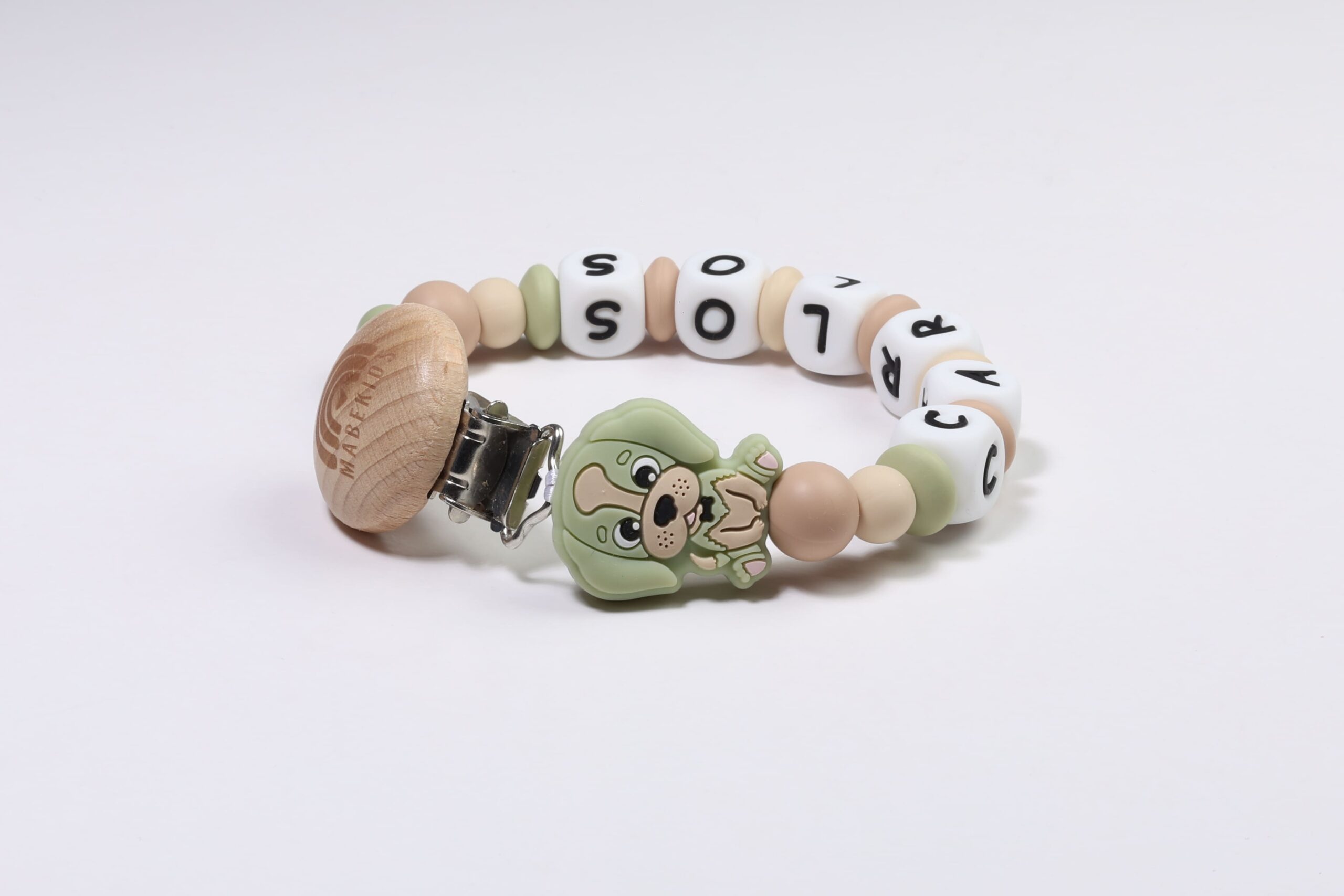 Chupetero Nombre Personalizado silicona Green Dog - Imagen 2