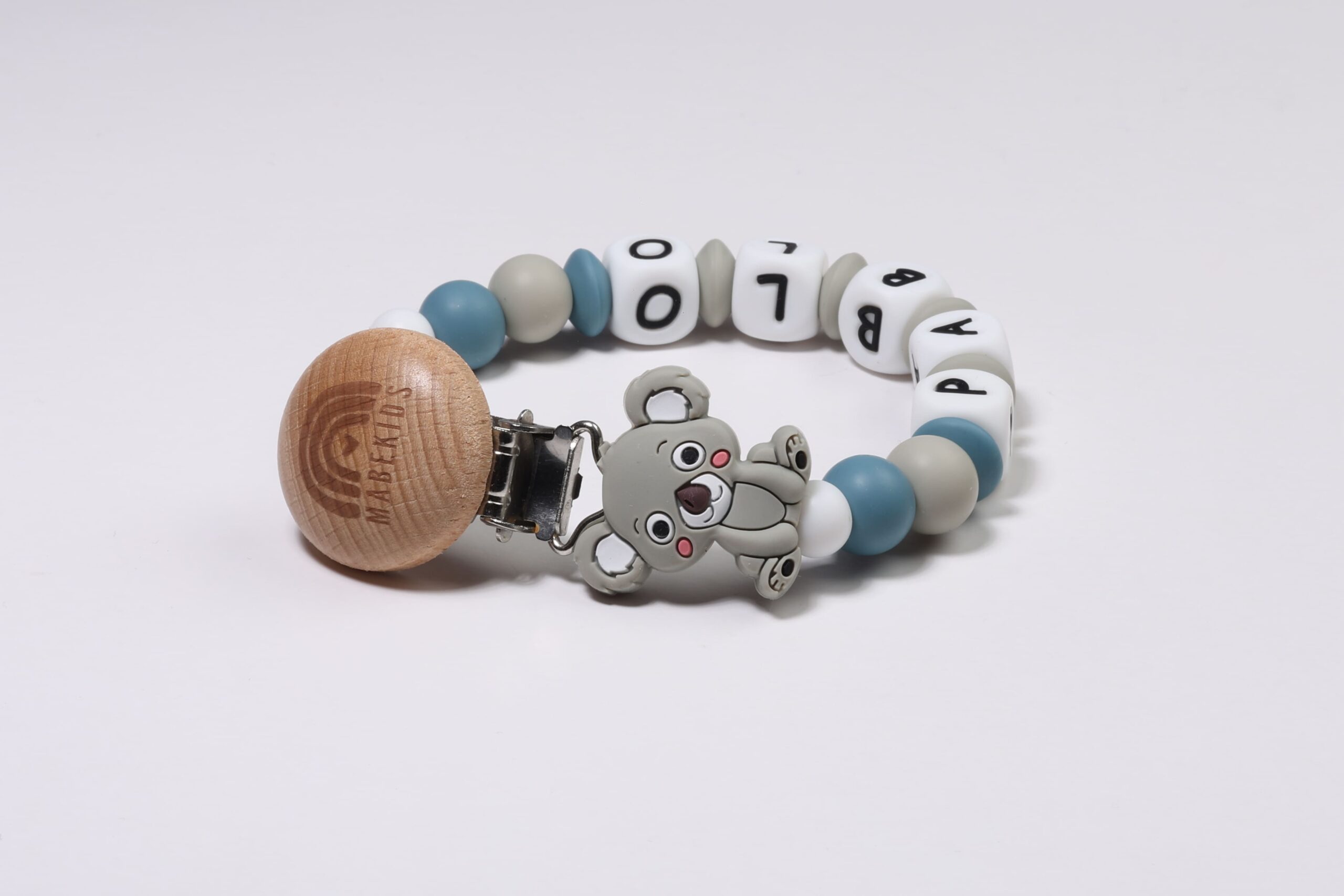 Chupetero Nombre Personalizado silicona Gray Koala - Imagen 2