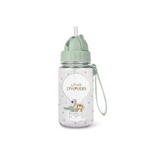 Botella con pajita y colgador 400ML "Little Explores" - Saro
