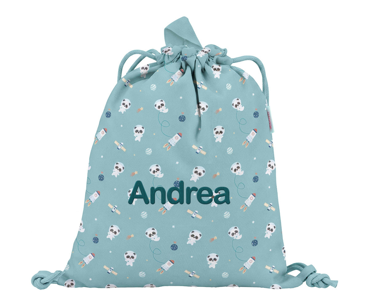 Mochila Saco Tela Pandas in Space Personalizable - Tutete - Imagen 5