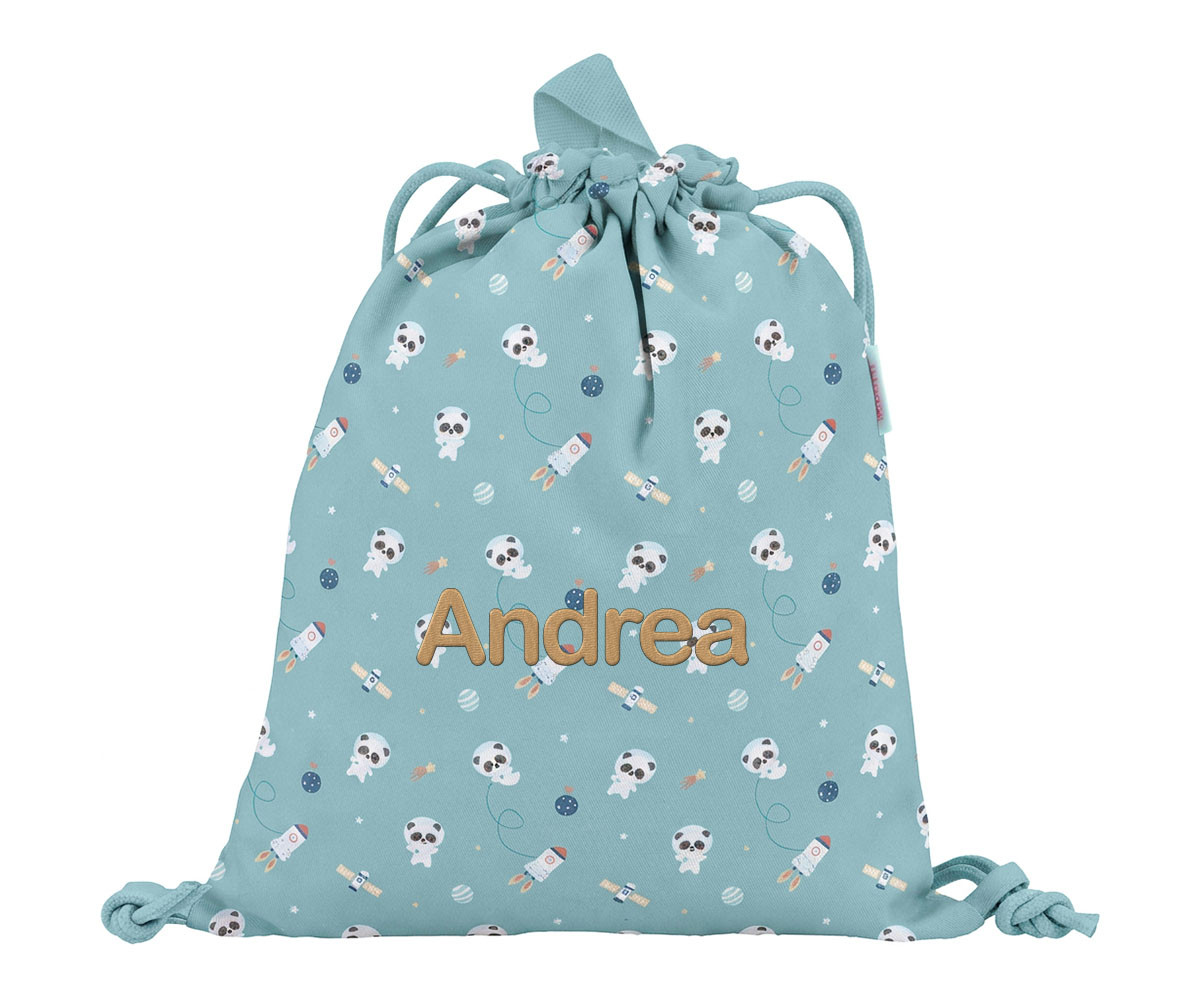 Mochila Saco Tela Pandas in Space Personalizable - Tutete - Imagen 7
