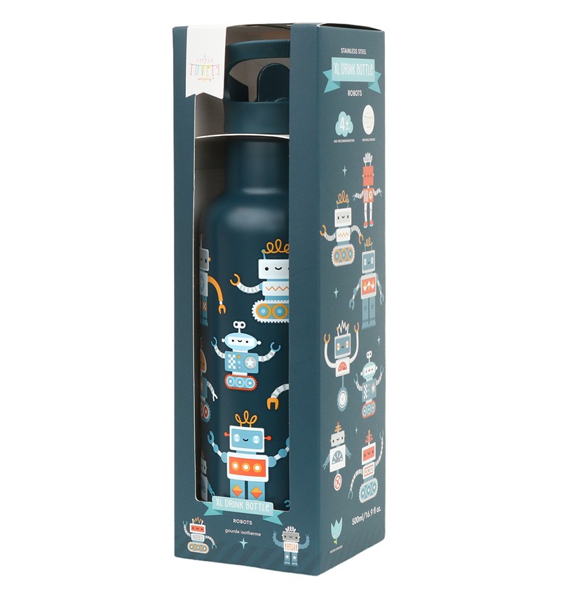 Botella Acero 500ML Robots - A Little Lovely Company - Imagen 4
